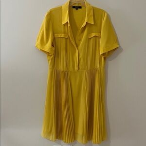 Alex Marie Yellow Pleated Midi Dress